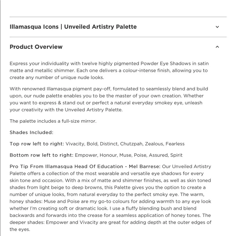 Illamasqua - Unveiled Artistry Eyeshadow Palette